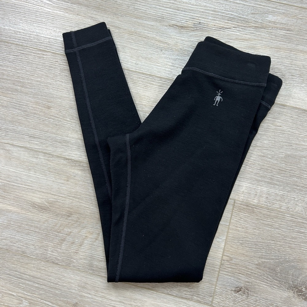 SmartWool XS Classic Thermal Base Layer Bottoms Black 100% Merino Wool